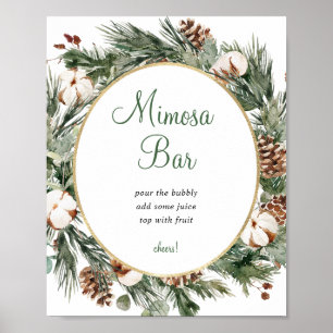 Pine Winter Mimosa Bar Bridal Shower Sign