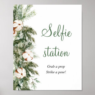 Pine Winter Selfie Station Bridal Shower Sign
