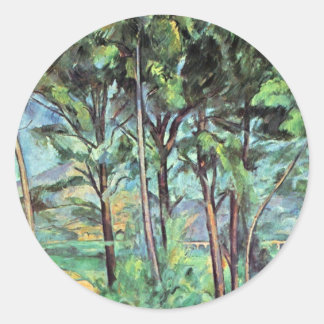 Pine with Viaduct by Paul Cezanne, Vintage Art Classic Round Sticker