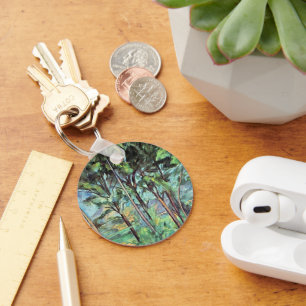 Pine with Viaduct by Paul Cezanne, Vintage Art Key Ring