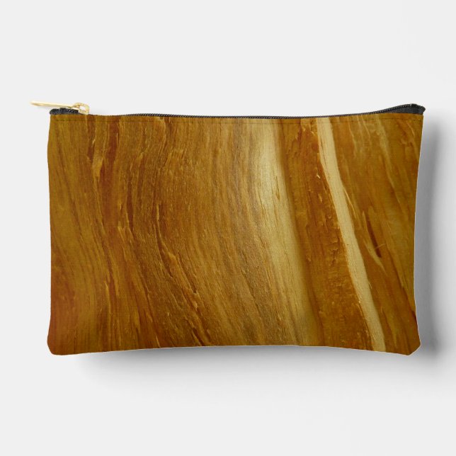 Pine Wood II Faux Wooden Texture Accessory Pouch (Front)