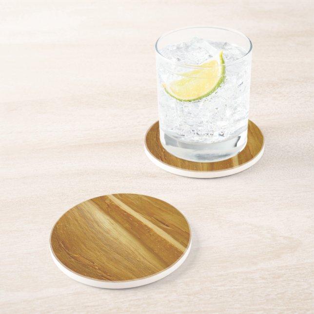 Pine Wood II Faux Wooden Texture Coaster (Side)