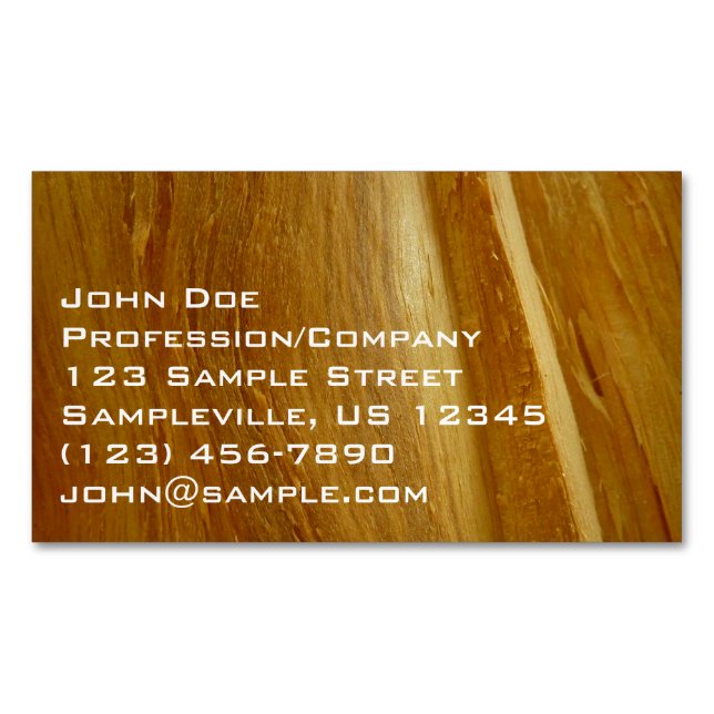 Pine Wood II Faux Wooden Texture Magnetic Business Card (Front)