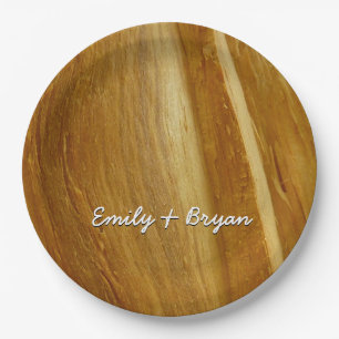 Pine Wood II Faux Wooden Texture Paper Plate