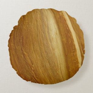 Pine Wood II Faux Wooden Texture Round Cushion