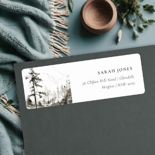 Pine Woods Mountain Landscape Sketch Address