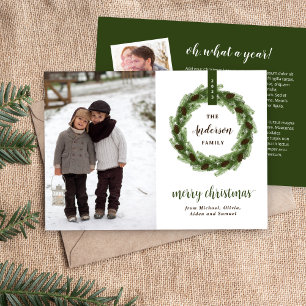 Pine Wreath 3 Photo   Christmas Letter Holiday Card