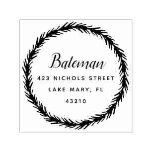 Pine Wreath Return Address Self-Inking Stamp
