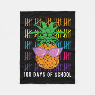 Pineapple 100 Days Of School Teacher And Student G Fleece Blanket