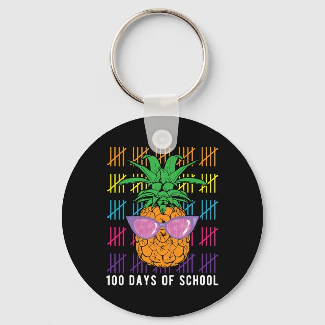 Pineapple 100 Days Of School Teacher And Student G Key Ring (Front)