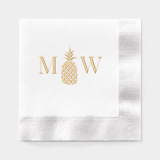 Pineapple #11 Couple 2 Initial Monogram Foil Napkins (Front)