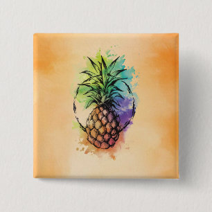 Pineapple 15 Cm Square Badge