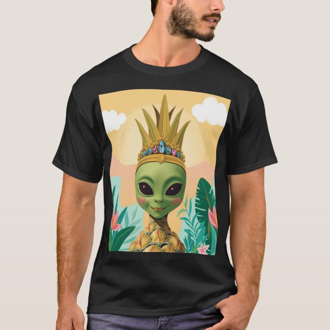 Pineapple Alien – Tropical Funny Fruit Art T-Shirt (Front)