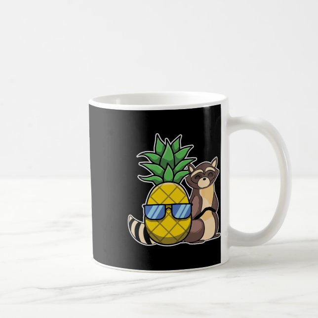 Pineapple Aloha Beaches Hawaii Racoon Gift - Raco Coffee Mug (Right)