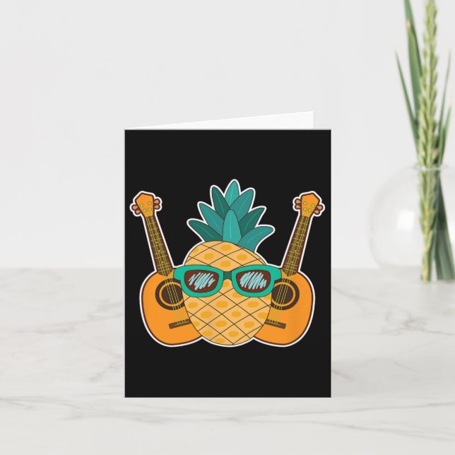 Pineapple Aloha Beaches Hawaii Ukulele Gift - Guit Card (Front)