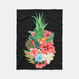 Pineapple Aloha Beaches Summer - Flowers Tropical  Fleece Blanket