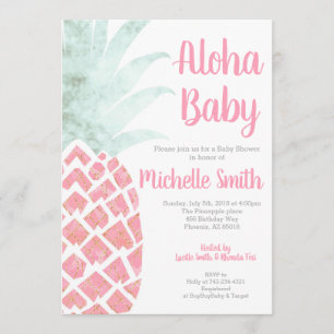 Pineapple Aloha Summer Tropical Fruit Baby Shower Invitation