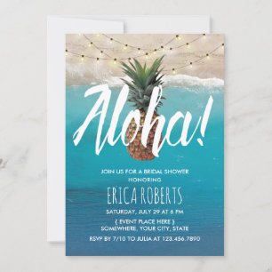 Pineapple Aloha Tropical Beach Bridal Shower Invitation