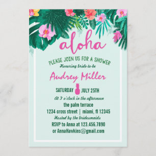 PINEAPPLE ALOHA tropical flower bridal shower Invitation