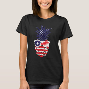Pineapple American Flag Sunglasses 4th Of July T-Shirt