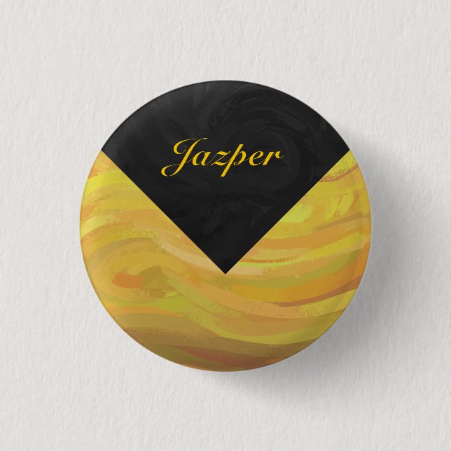 Pineapple and Black Monogram 3 Cm Round Badge (Front)