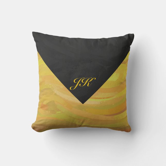 Pineapple and Black Monogram Cushion (Front)