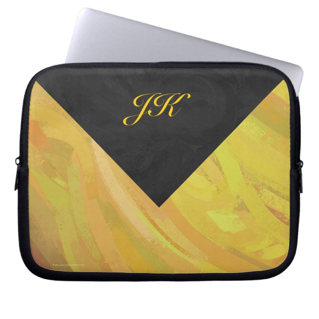 Pineapple and Black Monogram Laptop Sleeve (Front)