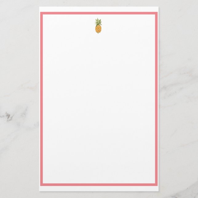 Pineapple and Coral Stationery (Front)