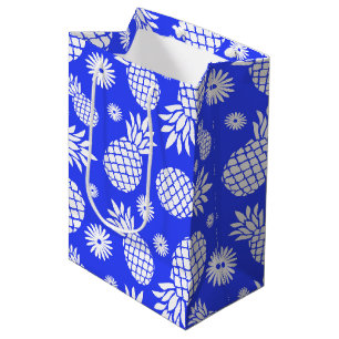 Pineapple and Daisy blue white gift bag