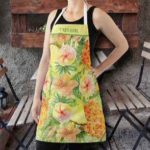 Pineapple and Flowers Personalised Apron