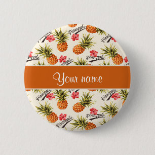 Pineapple and Hibiscus 6 Cm Round Badge