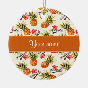Pineapple and Hibiscus Ceramic Tree Decoration