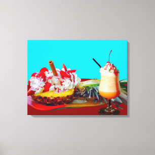 Pineapple and ice cream Stretched Canvas Print