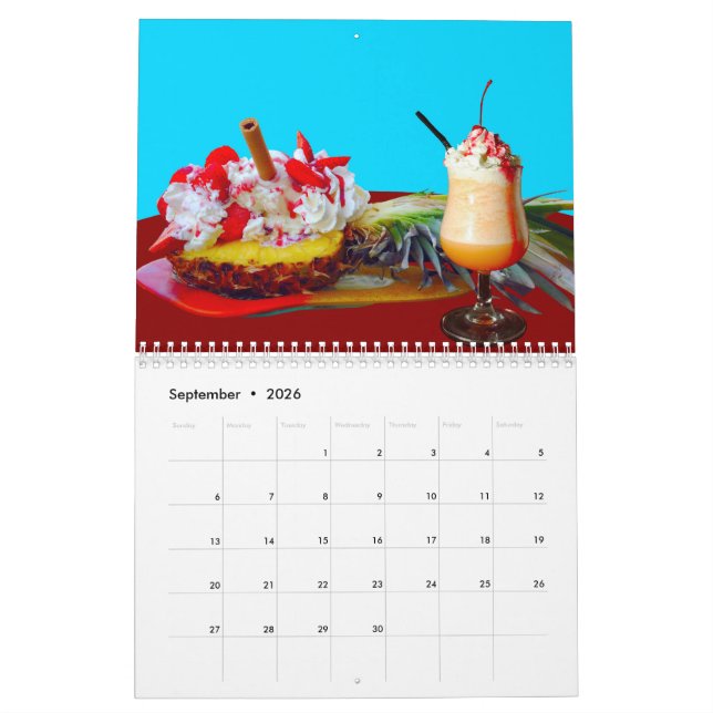 Pineapple and ice cream with a fruit smoothie  calendar (Sep 2026)