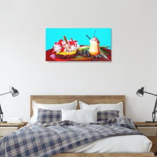 Pineapple and ice cream with a fruit smoothie canvas print
