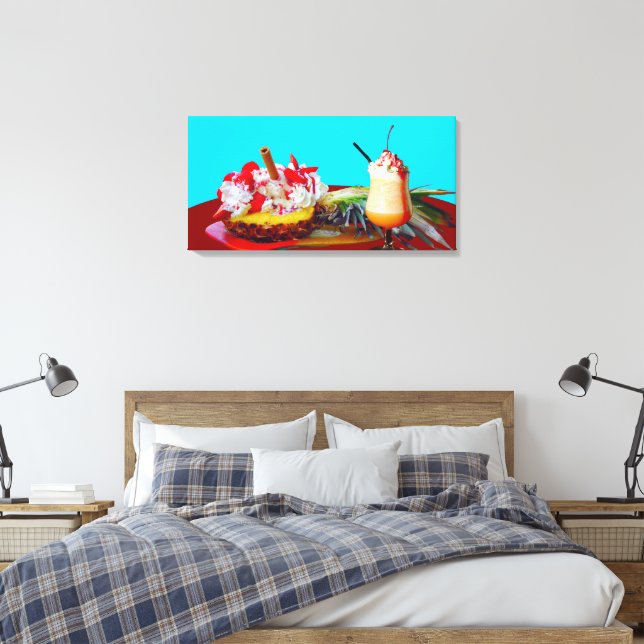 Pineapple and ice cream with a fruit smoothie  canvas print (Insitu(Bedroom))
