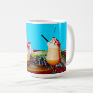 Pineapple and ice cream with a fruit smoothie coffee mug