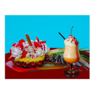 Pineapple and ice cream with a fruit smoothie poster