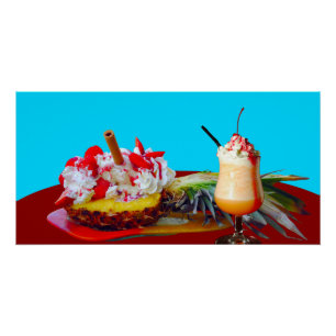 Pineapple and ice cream with a fruit smoothie poster
