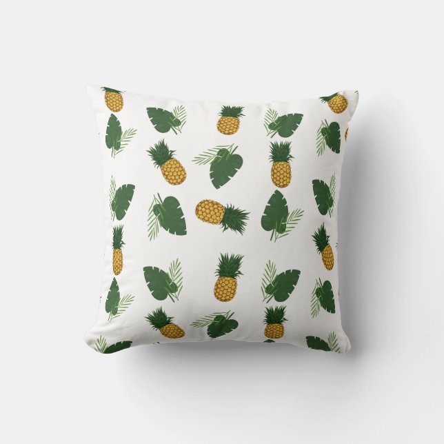 Pineapple And Palm Leaves Cushion (Front)