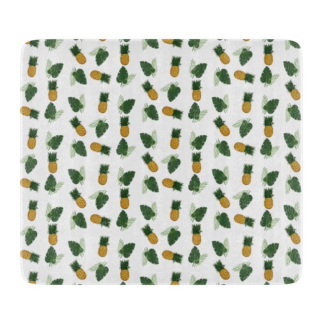 Pineapple And Palm Leaves Cutting Board (Front)