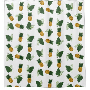 Pineapple And Palm Leaves Shower Curtain