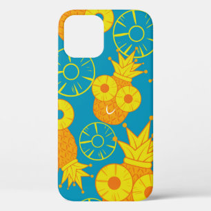 Pineapple and pineapple rings. Seamless doodle pat iPhone 12 Case