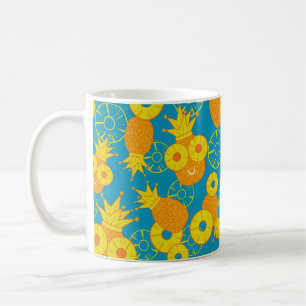 Pineapple and pineapple rings. Seamless doodle pat Coffee Mug