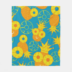 Pineapple and pineapple rings. Seamless doodle pat Fleece Blanket