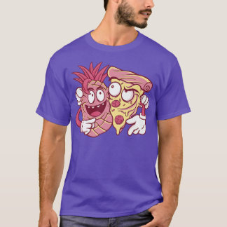 Pineapple And Pizza Friends Food Cartoon  T-Shirt