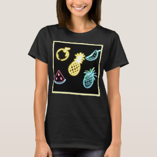 Pineapple and Tropical Fruits Neon T-Shirt