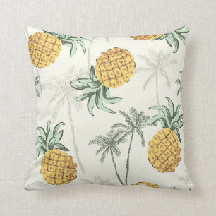 Pineapple and Tropical Palm Print Cushion