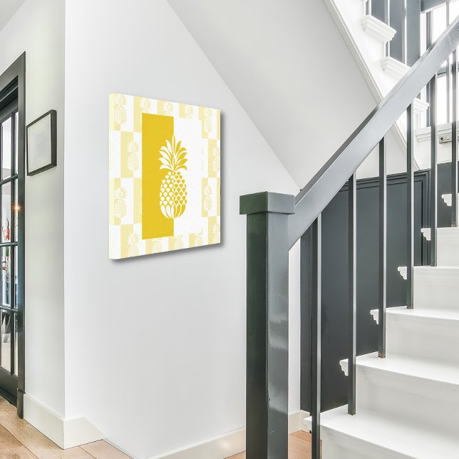 Pineapple Art | Modern Gold and White Canvas Print (Creator Uploaded)