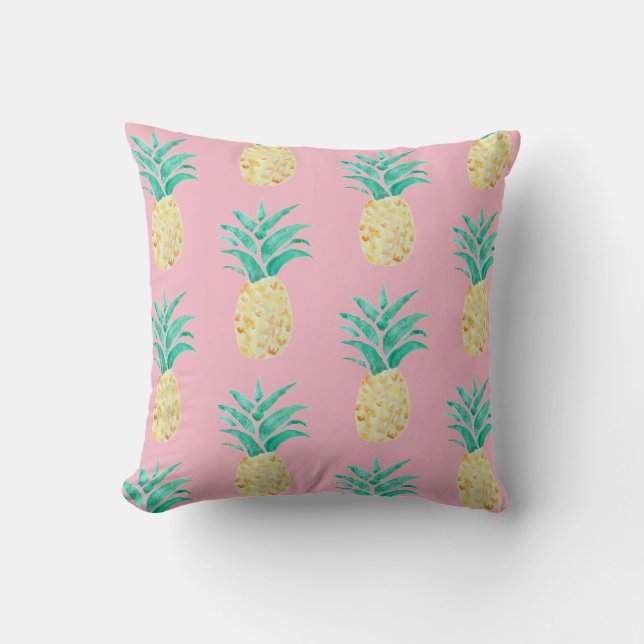 Pineapple Art Pink Pattern Pillow (Front)